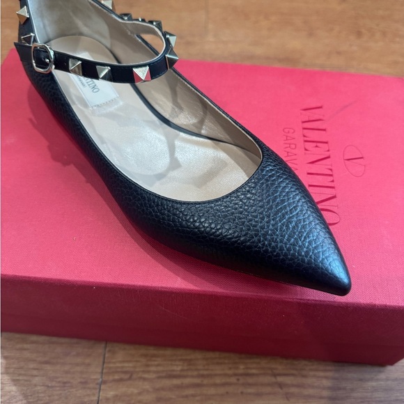 Black Studded Women's Flats - Picture 2 of 9